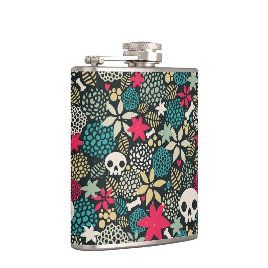 Schädel in Blume Flachmann (Rechts)