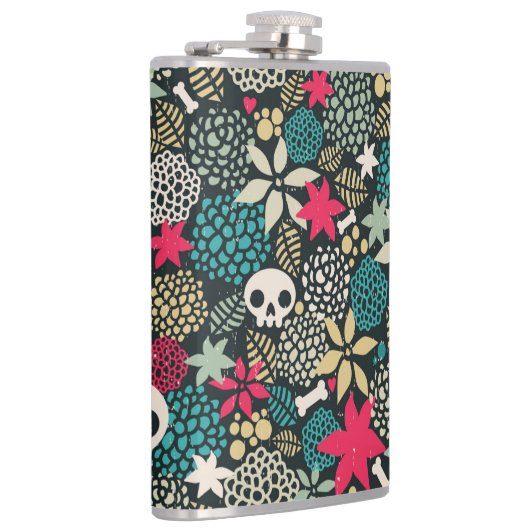 Schädel in Blume Flachmann (Rechts)