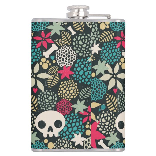 Schädel in Blume Flachmann (Rückseite)