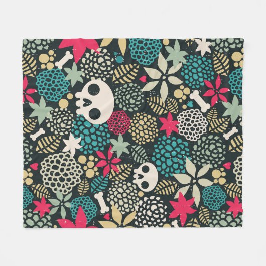 Schädel in Blume Fleecedecke (Vorderseite (Horizontal))