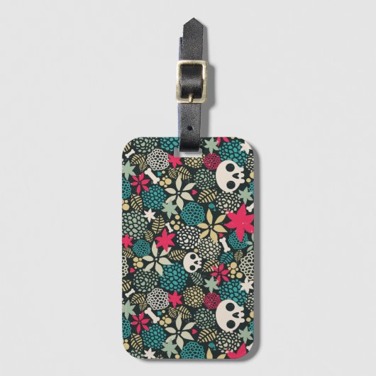 Schädel in Blume Gepäckanhänger (Vorderseite Vertikal)