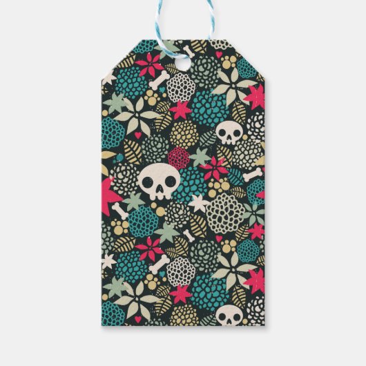 Schädel in Blume Geschenkanhänger (Vorderseite)