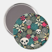 Schädel in Blume Magnet (Vorderseite/Rückseite)