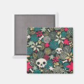 Schädel in Blume Magnet (Vorderseite/Rückseite)