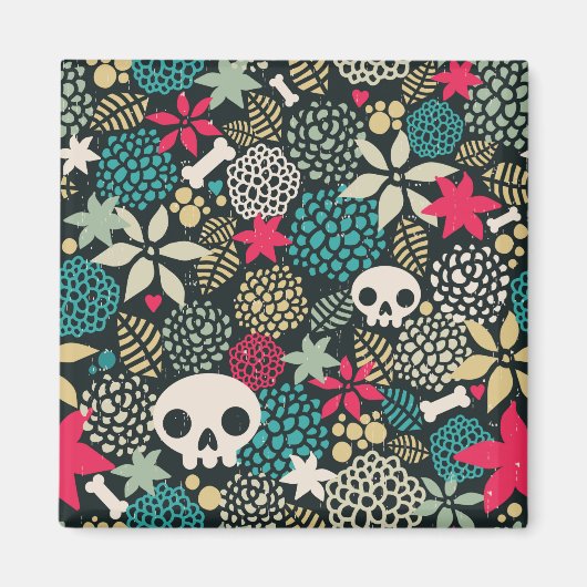 Schädel in Blume Magnet (Vorne)