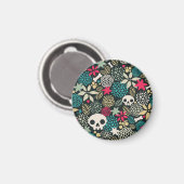Schädel in Blume Magnet (Vorderseite/Rückseite)