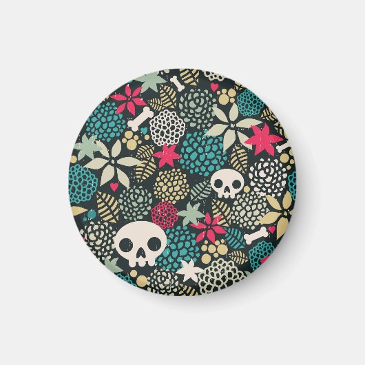 Schädel in Blume Magnet (Vorne)