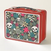 Schädel in Blume Metall Brotdose (Rückseite)