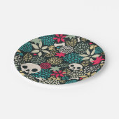 Schädel in Blume Pappteller (Schrägansicht)