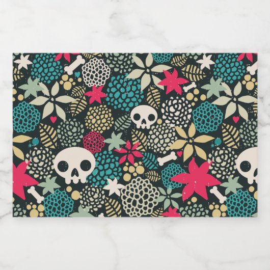 Schädel in Blume Schaumweinetikett (Einzelnes Label)