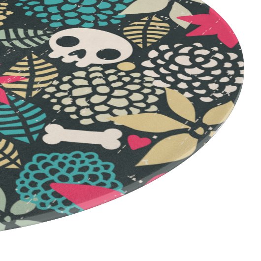 Schädel in Blume Schneidebrett (Ecke)