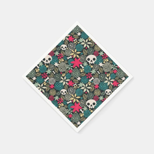 Schädel in Blume Serviette (Ecke)