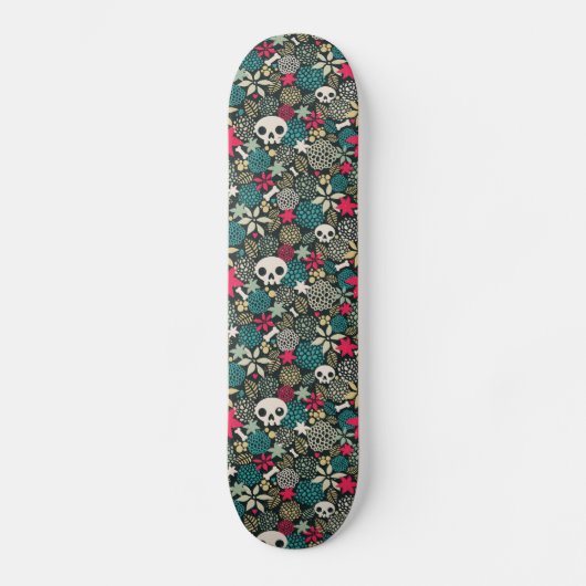 Schädel in Blume Skateboard (Vorderseite)