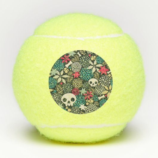 Schädel in Blume Tennisbälle (Vorderseite)