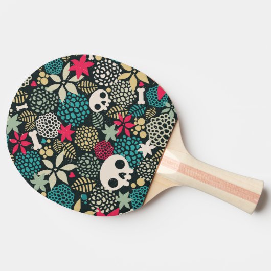 Schädel in Blume Tischtennis Schläger (Seitenansicht)