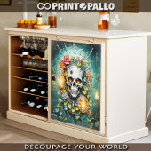 Schädel in Blume und Spinnennetzen Seidenpapier