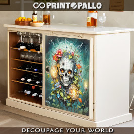 Schädel in Blume und Spinnennetzen Seidenpapier