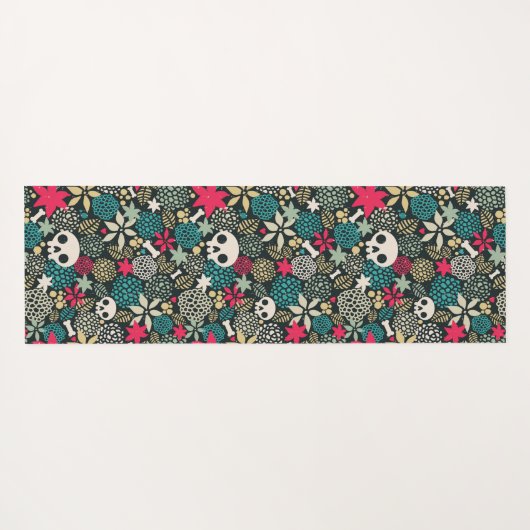 Schädel in Blume Yogamatte (Rückseite (Horizontal))