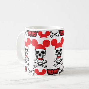 Schädel in Cartoon-Maus-Ear-Hut mit X-Bone Kaffeetasse