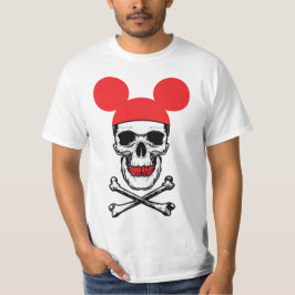 Schädel in Cartoon-Maus-Ear-Hut mit X-Bone T-Shirt