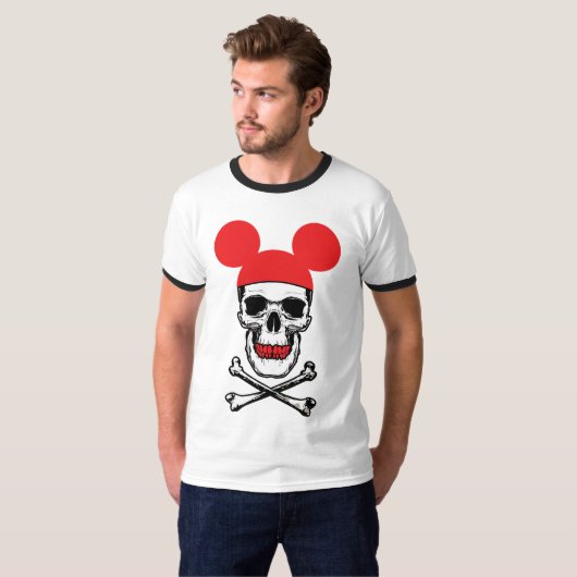 Schädel in Cartoon-Maus-Ear-Hut mit X-Bone T-Shirt (Vorne ganz)