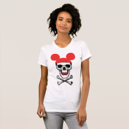 Schädel in Cartoon-Maus-Ear-Hut mit X-Bone T-Shirt