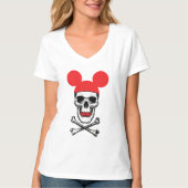 Schädel in Cartoon-Maus-Ear-Hut mit X-Bone T-Shirt (Vorderseite)