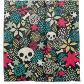 Schädel in den Blumen Duschvorhang (Vorderseite)