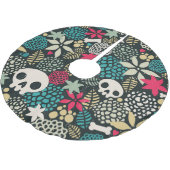 Schädel in den Blumen Polyester Weihnachtsbaumdecke (Schrägansicht)