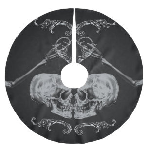 "Schädel in der Liebe-" Vintage Skelett-schwarzen Polyester Weihnachtsbaumdecke