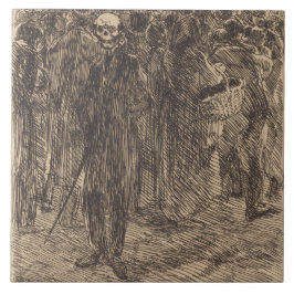Schädel in der Menge (von Albert Besnard) Fliese