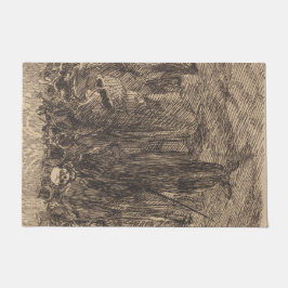 Schädel in der Menge (von Albert Besnard) Fußmatte