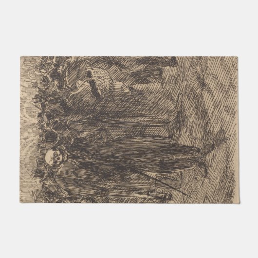 Schädel in der Menge (von Albert Besnard) Fußmatte (Vorderseite)