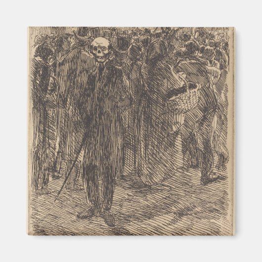 Schädel in der Menge (von Albert Besnard) Magnet (Vorne)