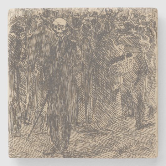 Schädel in der Menge (von Albert Besnard) Steinuntersetzer (Vorderseite)
