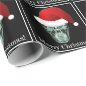 Schädel in der Weihnachtsmannmütze Weihnachten Geschenkpapier (Rolleneckpunkt)