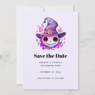 Schädel in einem Hexenhut Whimsical Save The Date