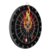 Schädel in Flammen Dartscheibe (Vorderseite Links)