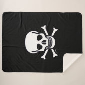 Schädel in Knochen schwarze Sherpa-Decke Sherpadecke (Vorderseite (Horizontal))