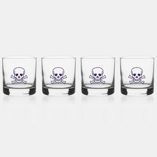 Schädel in Knochen Set 4 Whiskyglas (Vorderseite)
