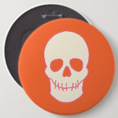 Schädel in Rosa, Orange und Creme Button (Vorne & Hinten)