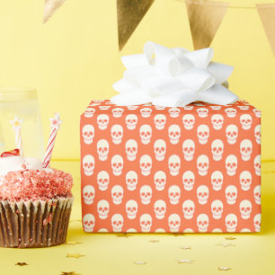 Schädel in Rosa, Orange und Creme Geschenkpapier
