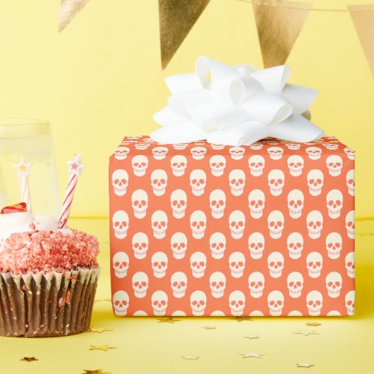 Schädel in Rosa, Orange und Creme Geschenkpapier (Geburtstagsparty)