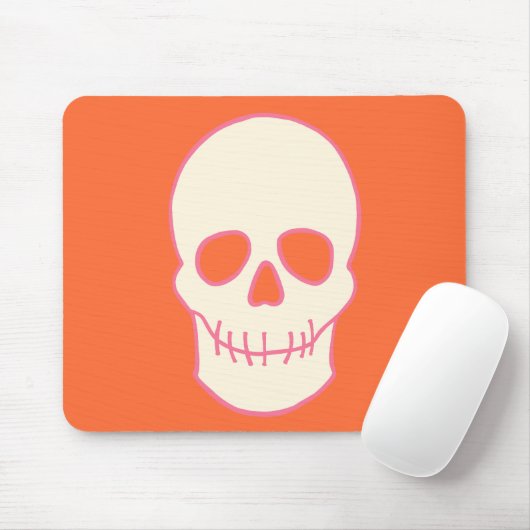 Schädel in Rosa, Orange und Creme Mousepad (Mit Mouse)