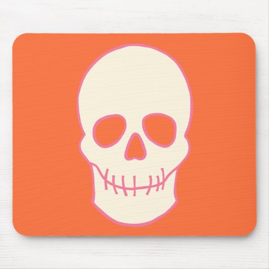 Schädel in Rosa, Orange und Creme Mousepad (Vorne)