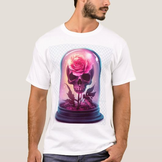 Schädel in Rosenglas T-Shirt (Vorderseite)
