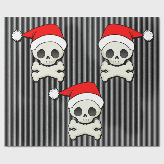 Schädel in Santa Cap Goth Geschenkpapier (Flach)