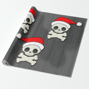 Schädel in Santa Cap Goth Geschenkpapier