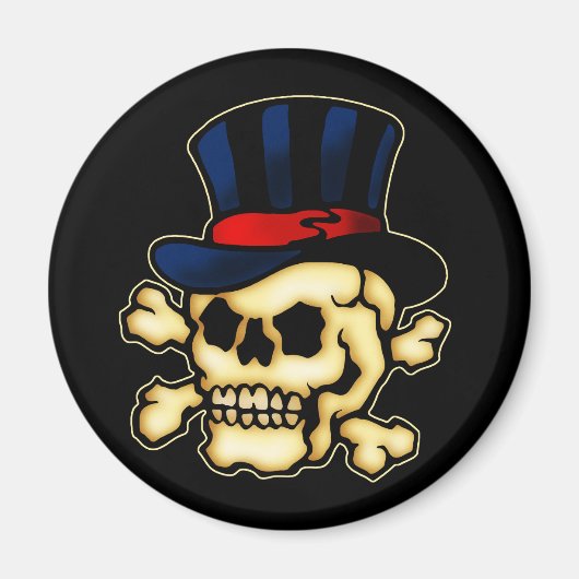 Schädel in Top Hat Magnet (Vorne)