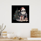 Schädel in Weihnachtsmannmütze mit gotischem Weihn Poster (Küche)